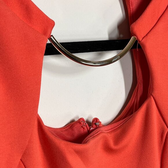 Jennifer Lopez Orange Sleeveless Sheath Mini Dress XS Cutout Back Work Chic - Picture 4 of 10